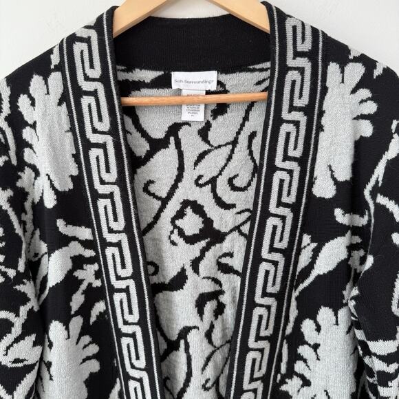 Soft Surroundings Mohair Wool Blend Bistro Floral Open Front Duster Cardigan PL - Picture 3 of 9